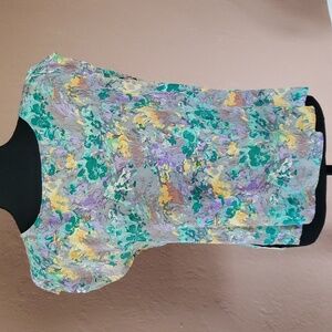 Royal Silk Pastel Short Sleeve Blouse Size Medium